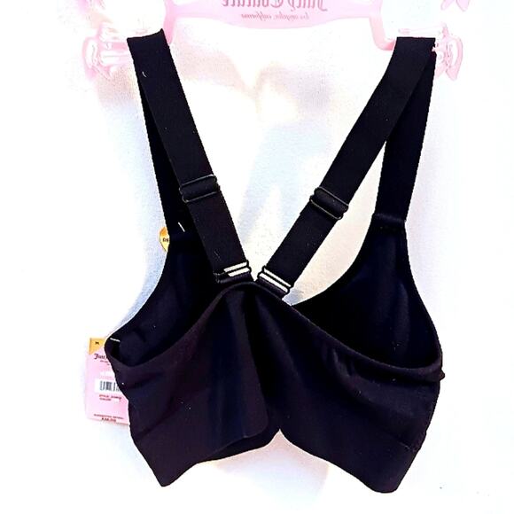 RARE Juicy Couture IRRIDESCENT GLAM Sports Bra Sz L BLACK Silver Glow V-Back NEW - Picture 6 of 12